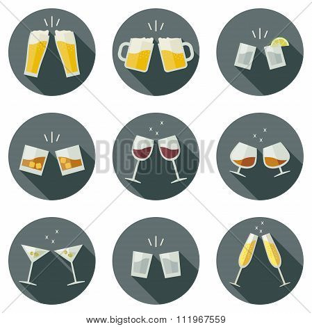 Clink glasses icons.