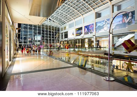 SINGAPORE - NOVEMBER 07, 2015: interior of The Shoppes at Marina Bay Sands. The Shoppes at Marina Bay Sands is one of Singapore's largest luxury shopping malls