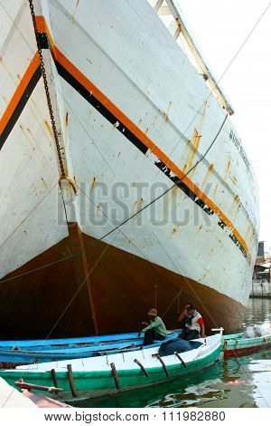 Wooden sailing ships in Jakarta, Indonesia