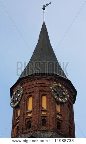 The tower with a weather vane
