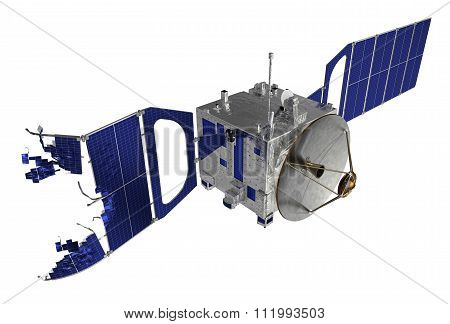 Crashed Satellite On White Background