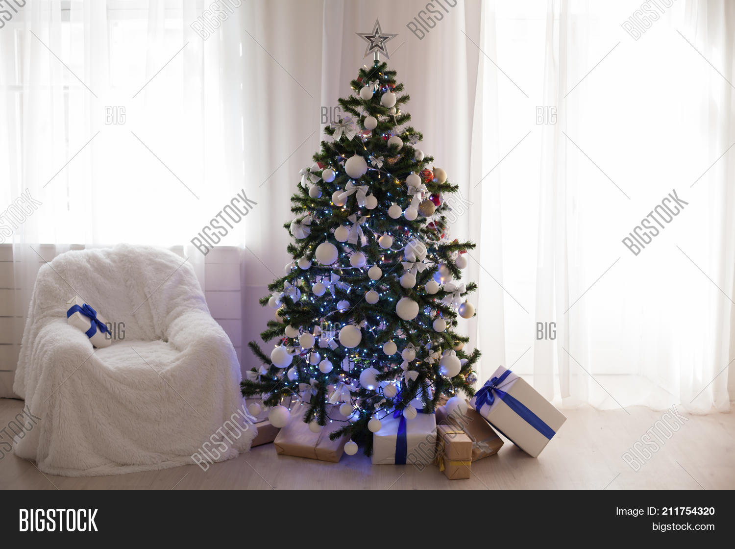 Christmas Tree Stands In A White Room Decoration Gifts 1 Christmas Tree Stands In A White Room Decoration Gifts 1