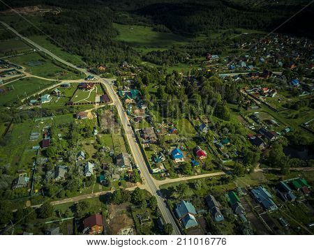 A small town from a bird-eye view