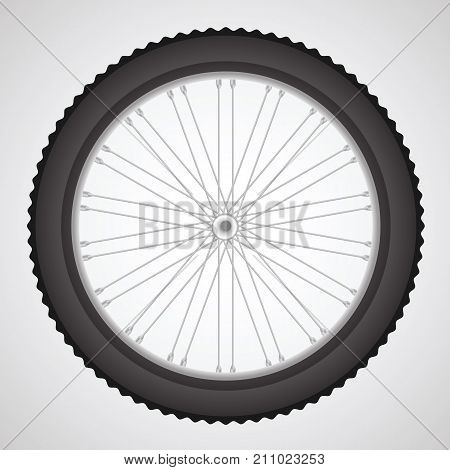 colorful illustration with bike wheell on a gray background