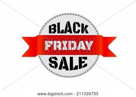 Black friday sale concept. red ribbon and gray circle banner on white background. Vector illustration design. EPS10