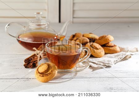 Pumpkin Snickerdoodles Cookies And Cup Of Tea