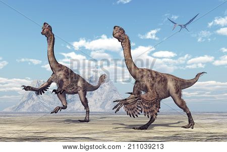 Computer generated 3D illustration with the theropod dinosaur Citipati