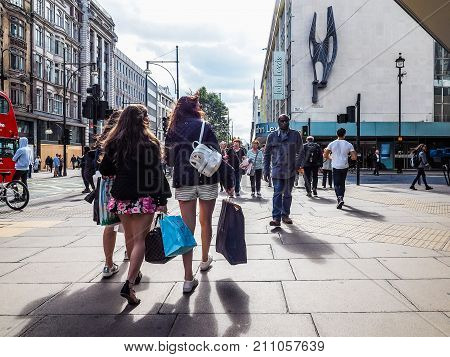People In Oxford Street In London, Hdr
