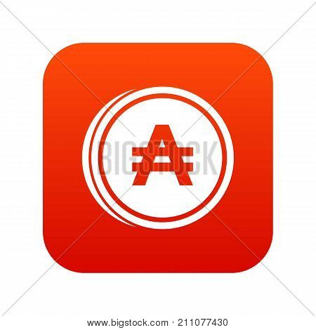 Coin austral icon digital red for any design isolated on white vector illustration