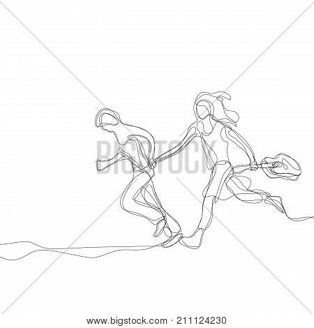 Happy Jumping Couple With Guitar