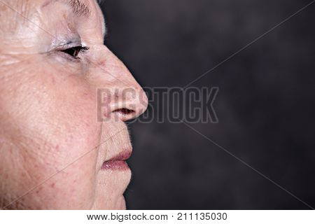 Close Upportrait Of  Elderly Woman