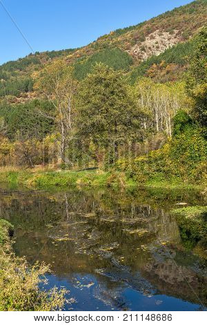 Autumn Landscape of Iskar River near Pancharevo lake, Sofia city Region, Bulgaria