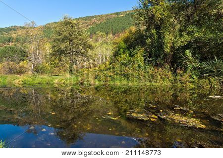 Autumn Landscape of Iskar River near Pancharevo lake, Sofia city Region, Bulgaria