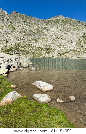 Amazing Panorama of Argirovo lake near Dzhano peak, Pirin Mountain, Bulgaria