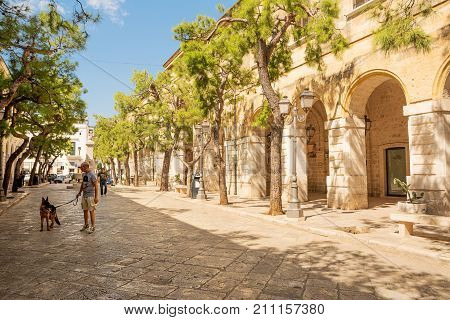 Fasano Italy - August 22 2017: people in Market Street in Fasano