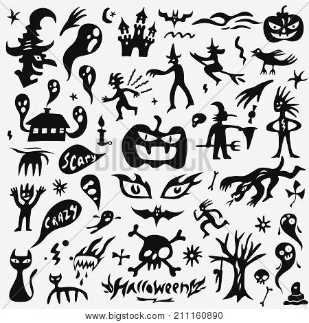 Halloween, monsters vector icon set , design elements