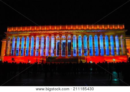 Lyon France, 8 December 2013: Court of Appeal during Fete des Lumieres - Festival of Lights in Lyon