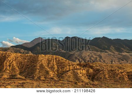 Beautiful photos of mountains on the southern shore of the Issyk-Kul Lake . Kyrgyzstan .