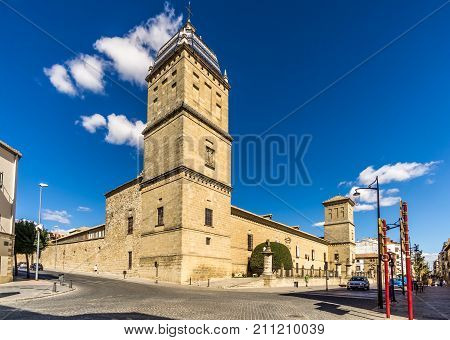 UBEDA,SPAIN - OCTOBER 2,2017 - View at the cultural center in Ubeda. Ubeda possesses 48 monuments and more of another hundred of buildings of interest almost all of them of Renaissance style.