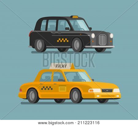 Taxi, cab concept. Car, vehicle, transport, delivery icon or symbol Cartoon vector illustration