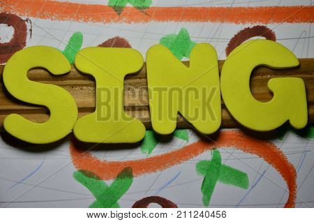 the word sing on a  abstract  colorful background