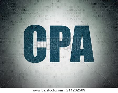 Business concept: Painted blue word CPA on Digital Data Paper background