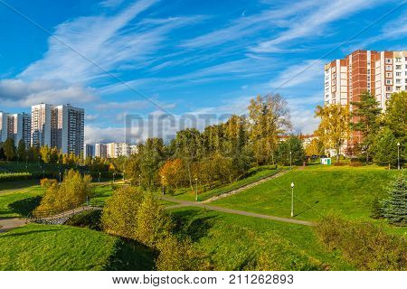 Moscow, Russia - October 10. 2017. 16 districts of a Zelenograd Administrative District