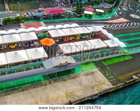 Fort-de-France, Martinique, France - February 08, 2013: The roof in the harbour of Fort-de-France in Martinique, Caribbean