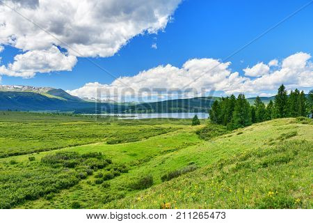 Ulagan Lakes In Valley On Plateau. Altai Republic. Russia