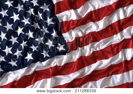 CLOSE UP OF STARS AND STRIPES AMERICAN NATIONAL FLAG