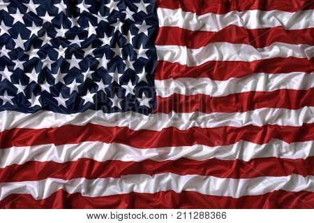 CLOSE UP OF STARS AND STRIPES AMERICAN NATIONAL FLAG
