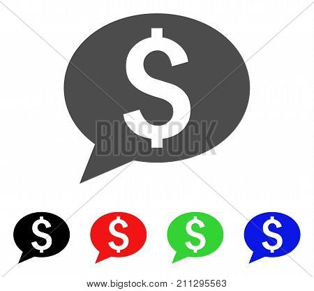 Bank Message icon. Vector illustration style is a flat iconic bank message symbol with black, red, green, blue color versions. Designed for web and software interfaces.