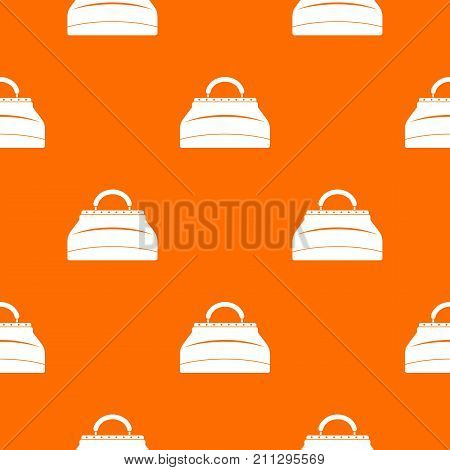 Carpetbag pattern repeat seamless in orange color for any design. Vector geometric illustration