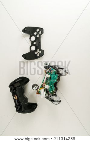 Broken Gamepad Joystick On White Backrgound