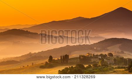 Tuscan Country During Sunrise, Italy