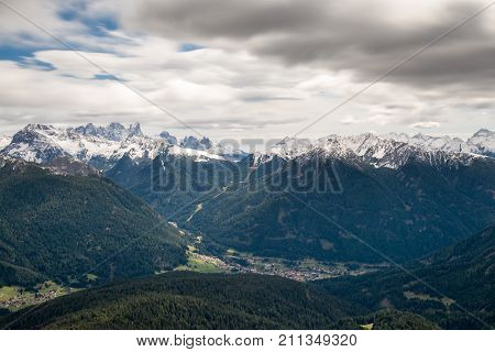 Latemar mountain range as seen from Rosengarten South Tyrol Italy