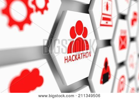 Hackathon concept cell blurred background 3d illustration