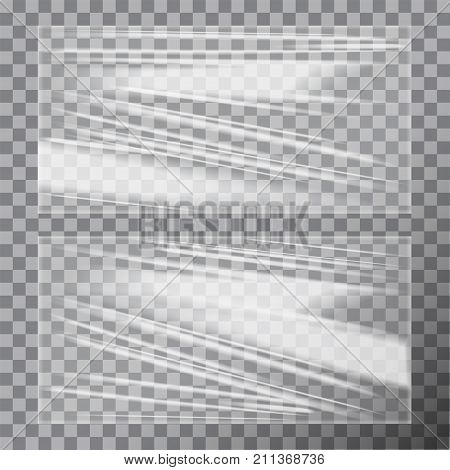 Transparent Glossy Polyethylene Plastic Warp. Vector template set for your design