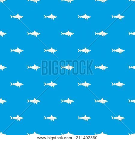 Shark fish pattern repeat seamless in blue color for any design. Vector geometric illustration