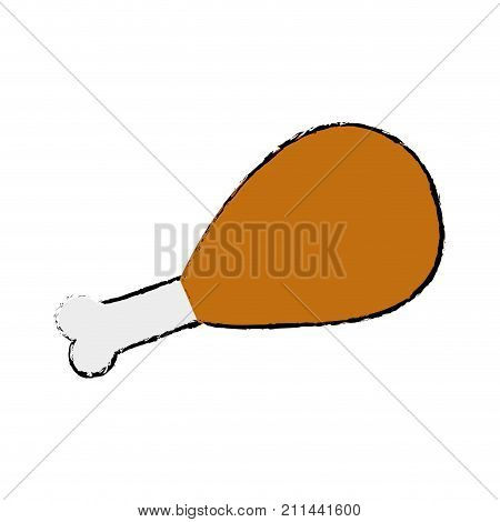 doodle chicken thigh roast resh food vector illustration