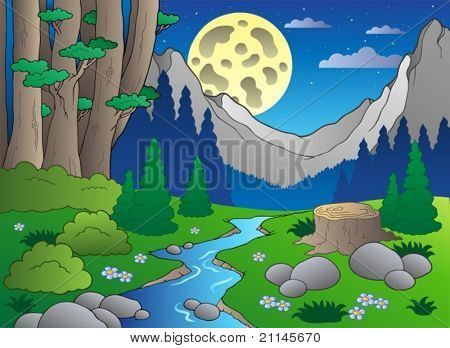 Cartone animato paesaggio della foresta 3 - illustrazione vettoriale.