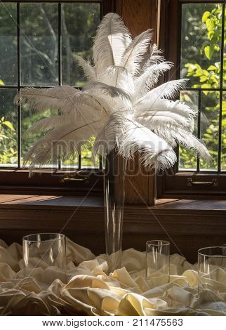 DULUTH MN - JULY 3 2016 - A wedding reception decoration in the lower level of the Glensheen Historic Estate on July 3 2016 in Duluth.