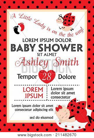 Vector Card Template Photo Free Trial Stock Vector Card Template With Cute Baby Dressed As Ladybug For