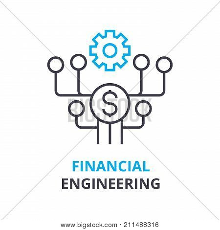financial engineering concept, outline icon, linear sign, thin line pictogram, logo, flat vector, illustration