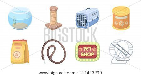 Pet shop icons in set collection for design.The goods for animals vector symbol stock  illustration.
