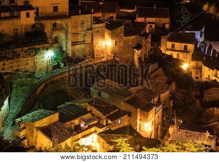 Night Stilo Village, Calabria, Italy.