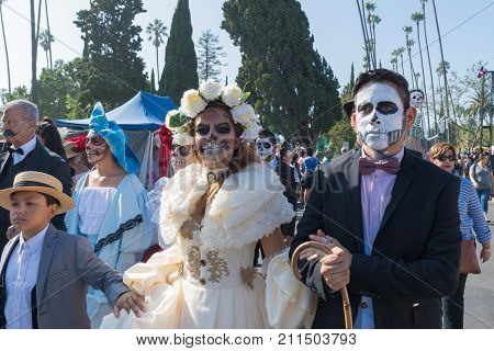 Participants In Traditional Clothing During Day Of The Dead