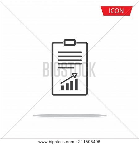 Report text file vector icon, Document with chart symbol, Graph in report text file icon vector.