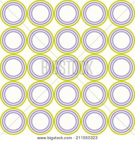 Abstract seamless pattern made of symmetric color circles. Vector background.
