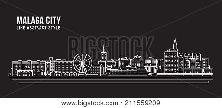 Cityscape Building Line art Vector Illustration design - Malaga city